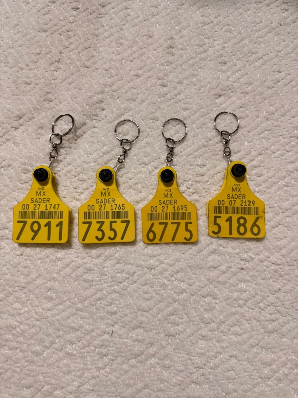 Yellow Livestock Ear Tag Keychain